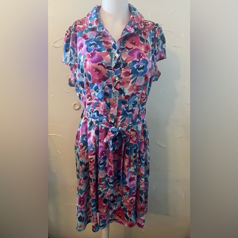 Molly Bracken Floral Buttoned Mini Dress SZ Large